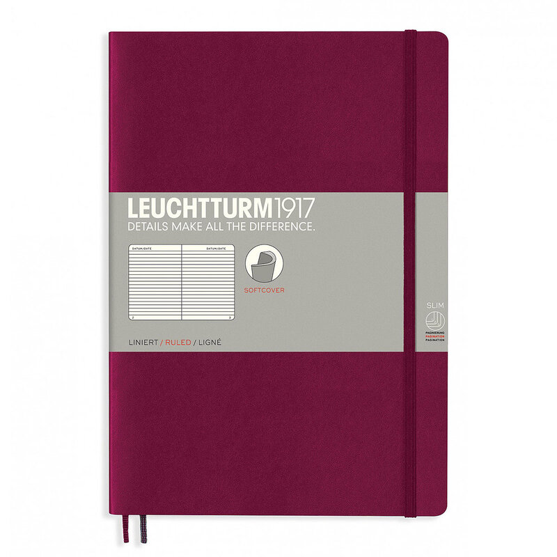 Anteckningsbok Leuchtturm1917 B5 Soft Linjerad Port Red