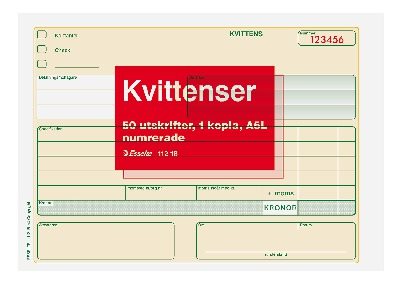 Blankett kvittens A6L 2X50 numrerad