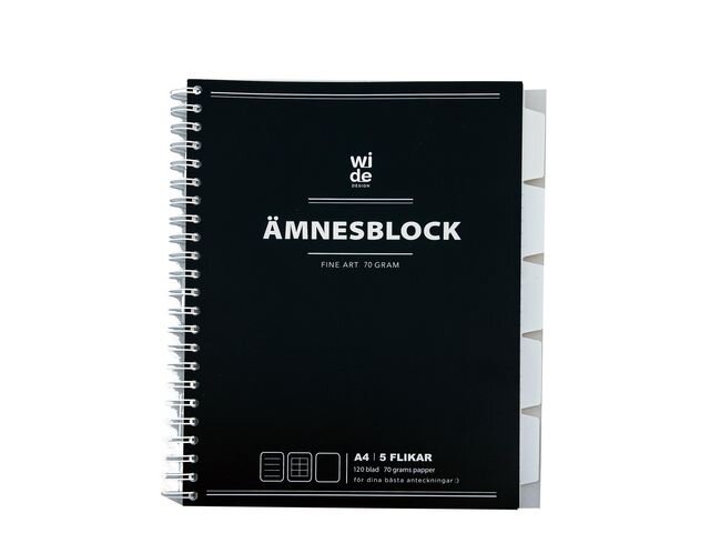 Ämnesblock WIDE A4, 70 gr, 5 flikar