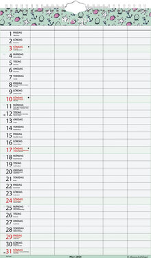Familjeväggkalender 5 kolumner Almanacksförlaget